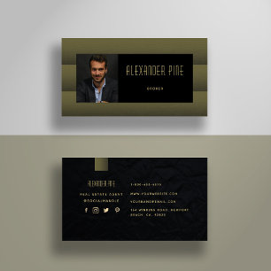 Carte De Visite Photo professionnelle classique simple Noir modern