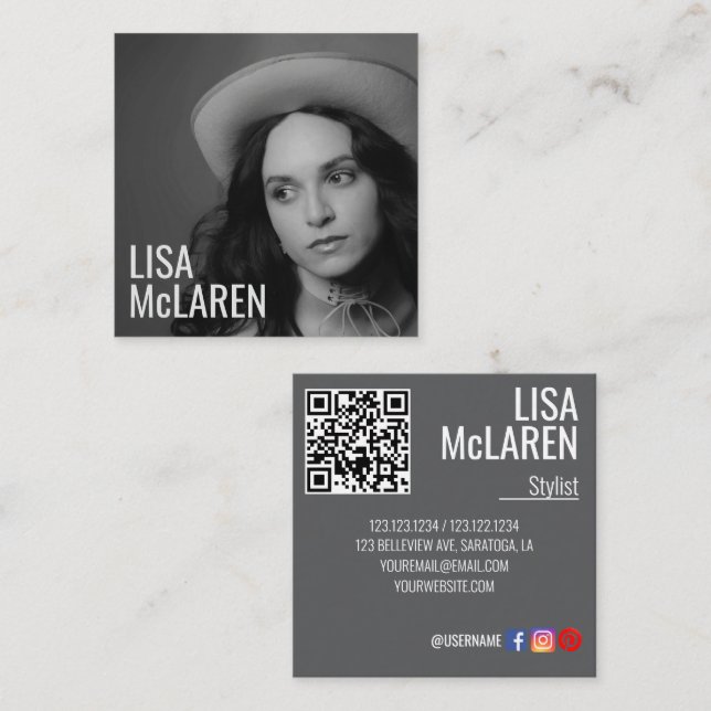 Carte de visite - Photo professionnelle et code QR (Devant / Derrière)