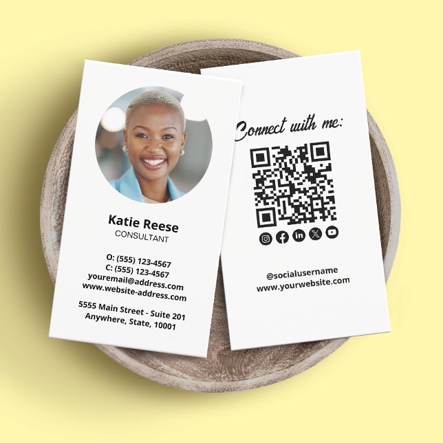 Carte De Visite Photo professionnelle Médias sociaux Code QR (Créateur téléchargé)