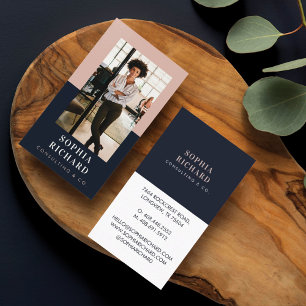 Carte De Visite Photo professionnelle moderne Blush & Navy