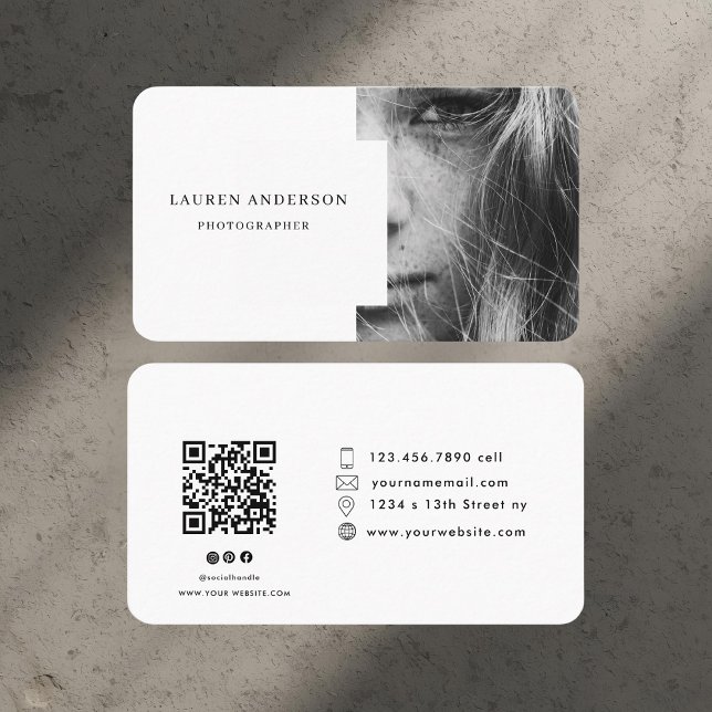 Carte De Visite Photo professionnelle moderne | Code QR (Créateur téléchargé)
