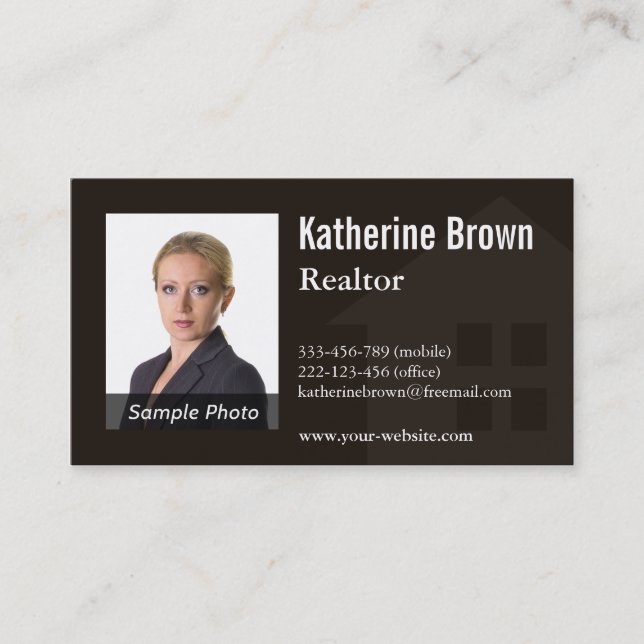 Carte De Visite Photo professionnelle moderne d'agent immobilier (Devant)