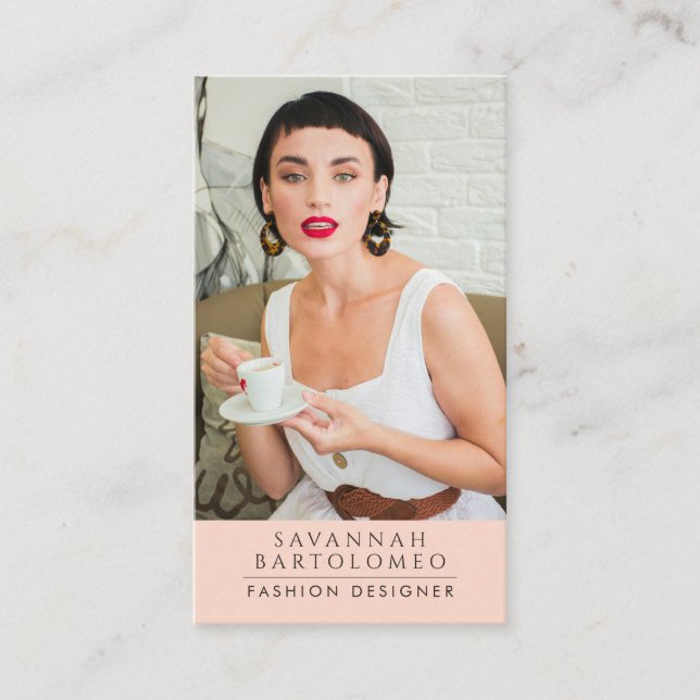 Carte De Visite Photo professionnelle moderne Peach Pink (Devant)
