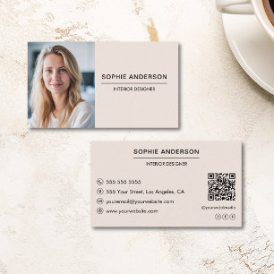 Carte De Visite Photo professionnelle personnalisée QR Blush Pink