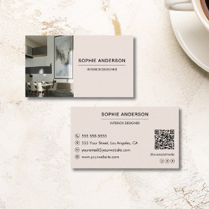 Carte De Visite Photo professionnelle personnalisée QR Designer Bl