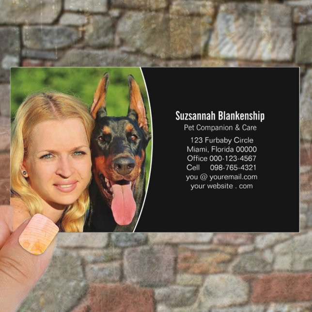 Carte De Visite Photo professionnelle Pet Companion Black White (Créateur téléchargé)