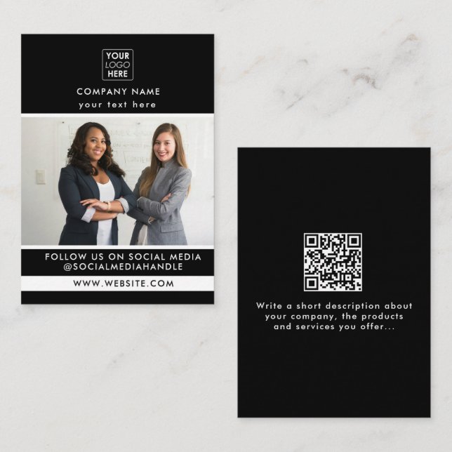 Carte De Visite Photo promotionnelle professionnelle Black Busines (Devant / Derrière)
