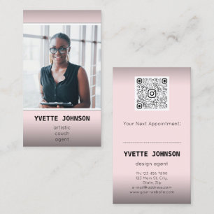 Carte De Visite Photo Qr Code Logo Professional Consulting Pink