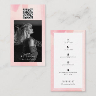 Carte De Visite Photo QR code tendance abstraite aquarelle personn