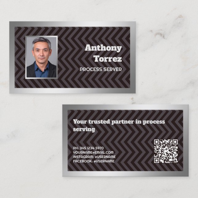 Carte De Visite Photo QR personnalisée du serveur de processus (Devant / Derrière)