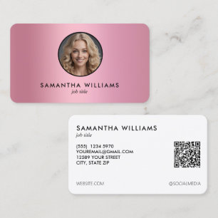 Carte De Visite Photo QR personnalisée en dégradé rose