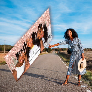 Carte De Visite Photo rose d'égouttements de parties scintillante