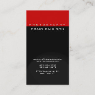 Carte de visite photo rouge gris-noir vertical