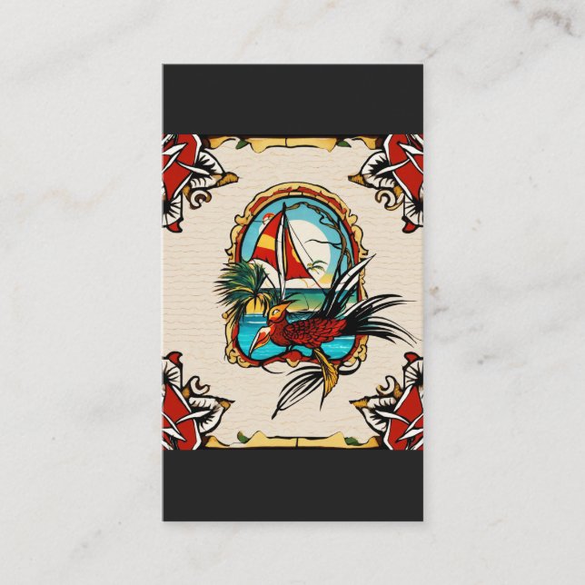 Carte De Visite Photo traditionnelle américaine de tatouage (Devant)