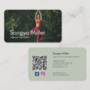 Carte De Visite Photo Yoga Enseignant Thérapeute de formation pers