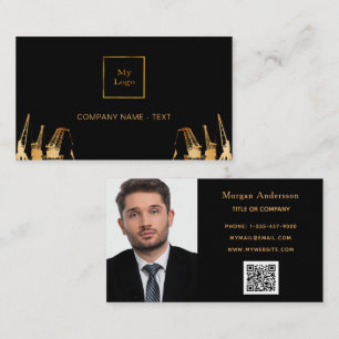 Carte De Visite Photocode QR de l'entrepreneur en construction d'o