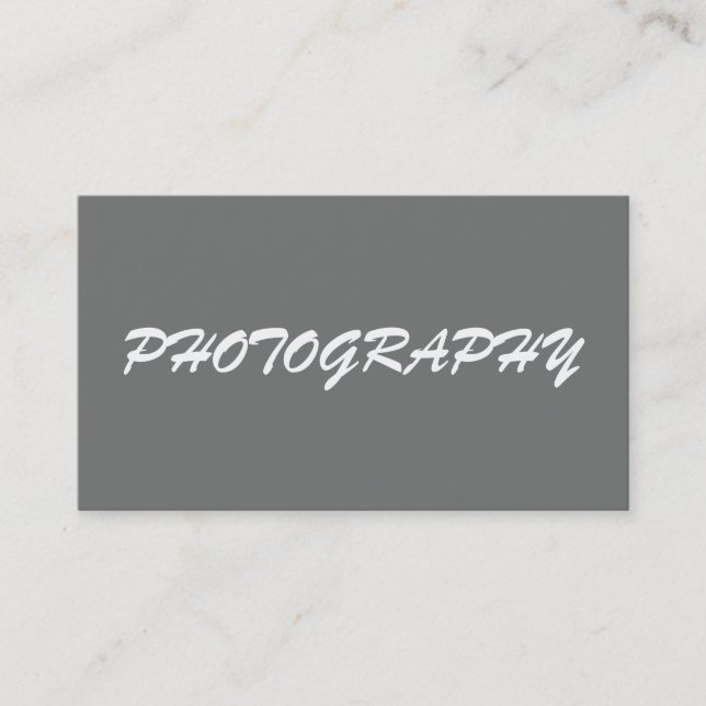 Carte De Visite Photographe à la mode gris nickel Script manuscrit (Devant)