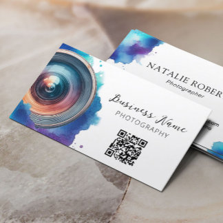 Carte De Visite Photographe aquarelle Camera Lens Photographie
