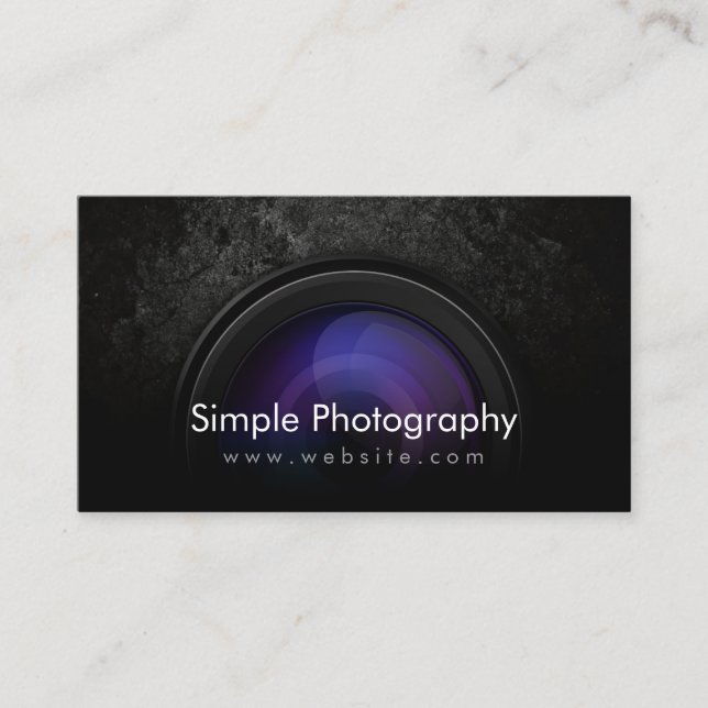 Carte De Visite Photographe Black Camera Lens Photographie (Devant)