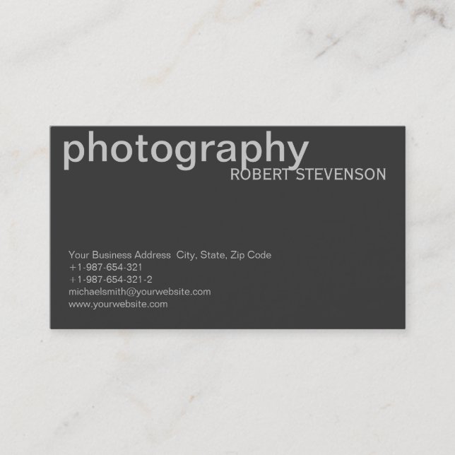 Carte de visite photographe blanc gris (Devant)