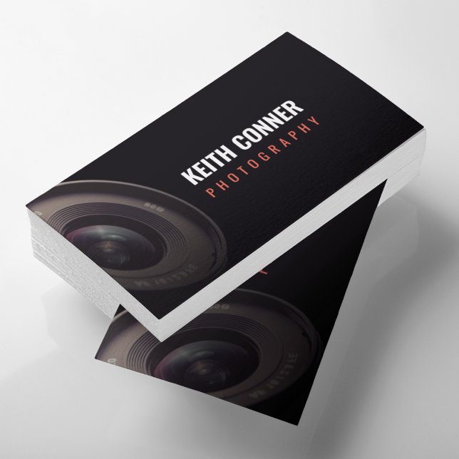 Carte De Visite Photographe Camera Lens Noir (Créateur téléchargé)