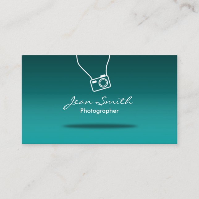 Carte De Visite Photographe caméra minimale Photographie Turquoise (Devant)