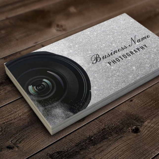 Carte De Visite Photographe Caméra Parties scintillant en argent P (Créateur téléchargé)