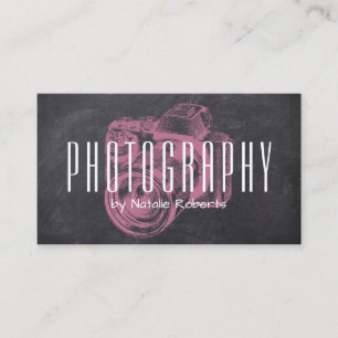 Carte De Visite Photographe Caméra rose Professionnelle Tableau n