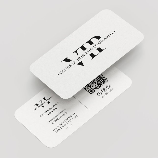 Carte De Visite Photographe Cinématographe moderne noir blanc (Photographer Cinematographer Modern Black White Business Card
)