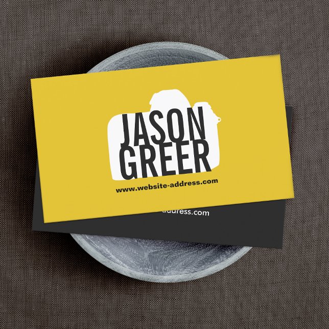 Carte De Visite Photographe cool Caméra jaune Logo Photographie (Créateur téléchargé)