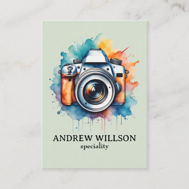 Carte De Visite photographe de caméra aquarelle (Devant)
