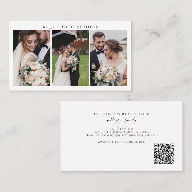 Carte De Visite Photographe de code QR et gestionnaire Studio (Devant / Derrière)