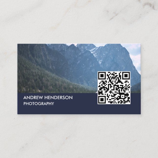 Carte De Visite Photographe de code QR Navy Blue (Devant)