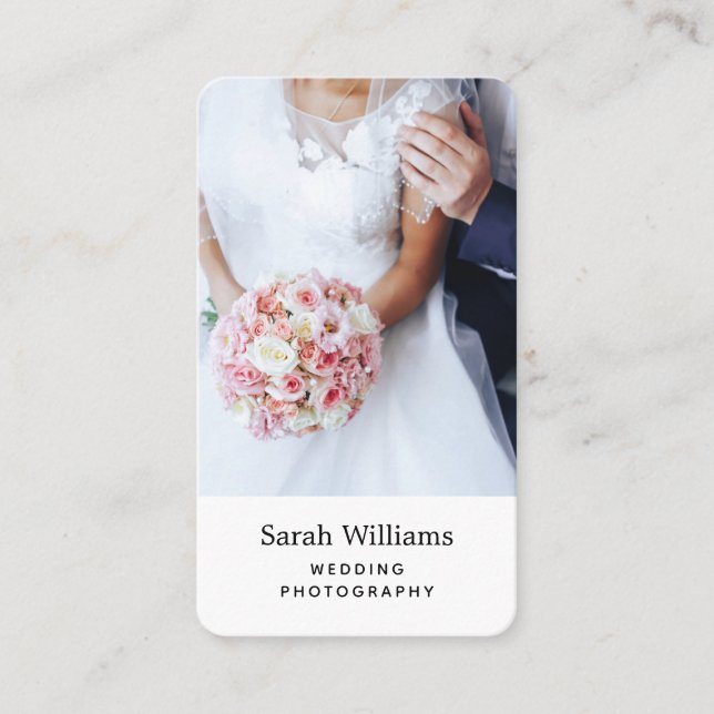 Carte De Visite Photographe de mariage élégant vertical (Devant)