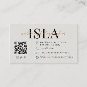 Carte De Visite Photographe de Mariage Moderne Code QR