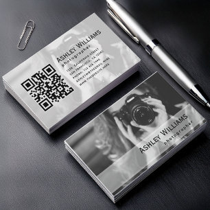 Carte De Visite Photographe de photo et code QR noir et blanc