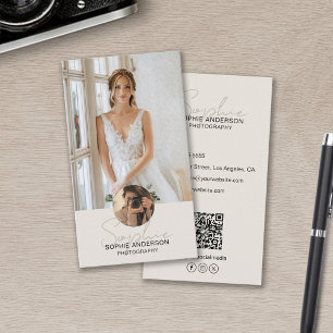 Carte De Visite Photographe de script moderne Photo QR Médias soci
