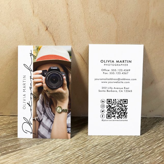 Carte De Visite Photographe de typographie moderne (Créateur téléchargé)