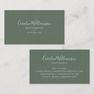 Carte De Visite Photographe Écriture Sage Vert Minimaliste Personn
