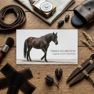 Carte De Visite Photographe Équin Cheval Brun Élégant Entreprise
