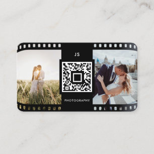 Carte De Visite Photographe FilmRoll Photo QR Code initial unique