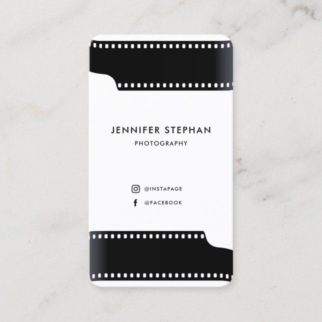 Carte De Visite Photographe FilmRoll Photo unique noir et blanc (Devant)