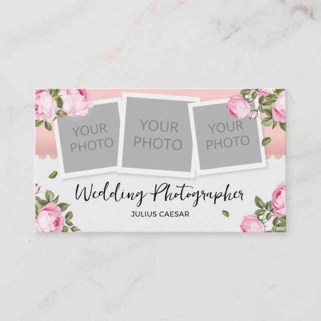 Carte De Visite Photographe Floral Élégant Mariage (Devant)