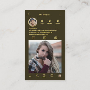 Carte De Visite Photographe instagram Grille photo Qr Code vert
