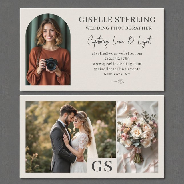 Carte De Visite Photographe mariage Élégant professionnel photo (Créateur téléchargé)