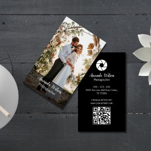 Carte De Visite Photographe mariage Floral Photo QR Code