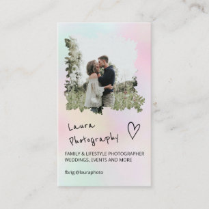 Carte De Visite Photographe mariage moderne pastel floral 2 photo