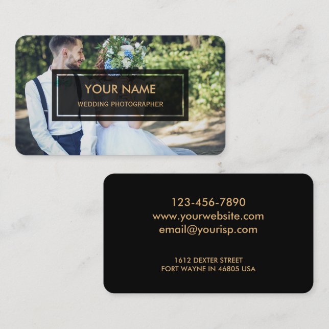 Carte De Visite Photographe Mariage (superposition de photos éléga (Devant / Derrière)