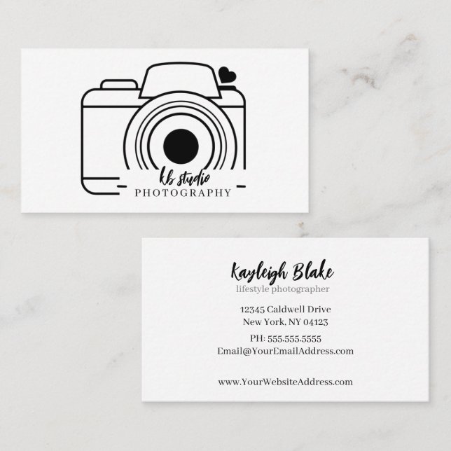Carte de visite photographe minimal (Devant / Derrière)