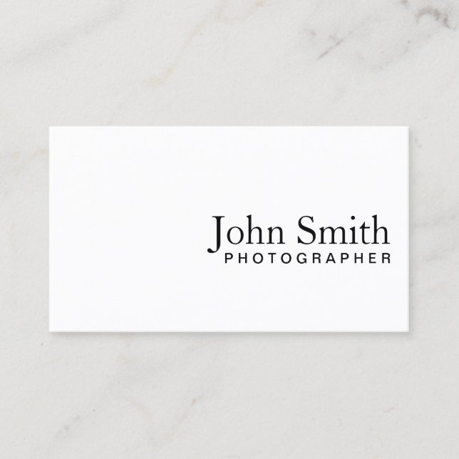 Carte De Visite Photographe minimaliste (Devant)